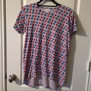 LuLaRoe bomb pop Gracie top size 14 lavender July 4th short sleeve t-shirt